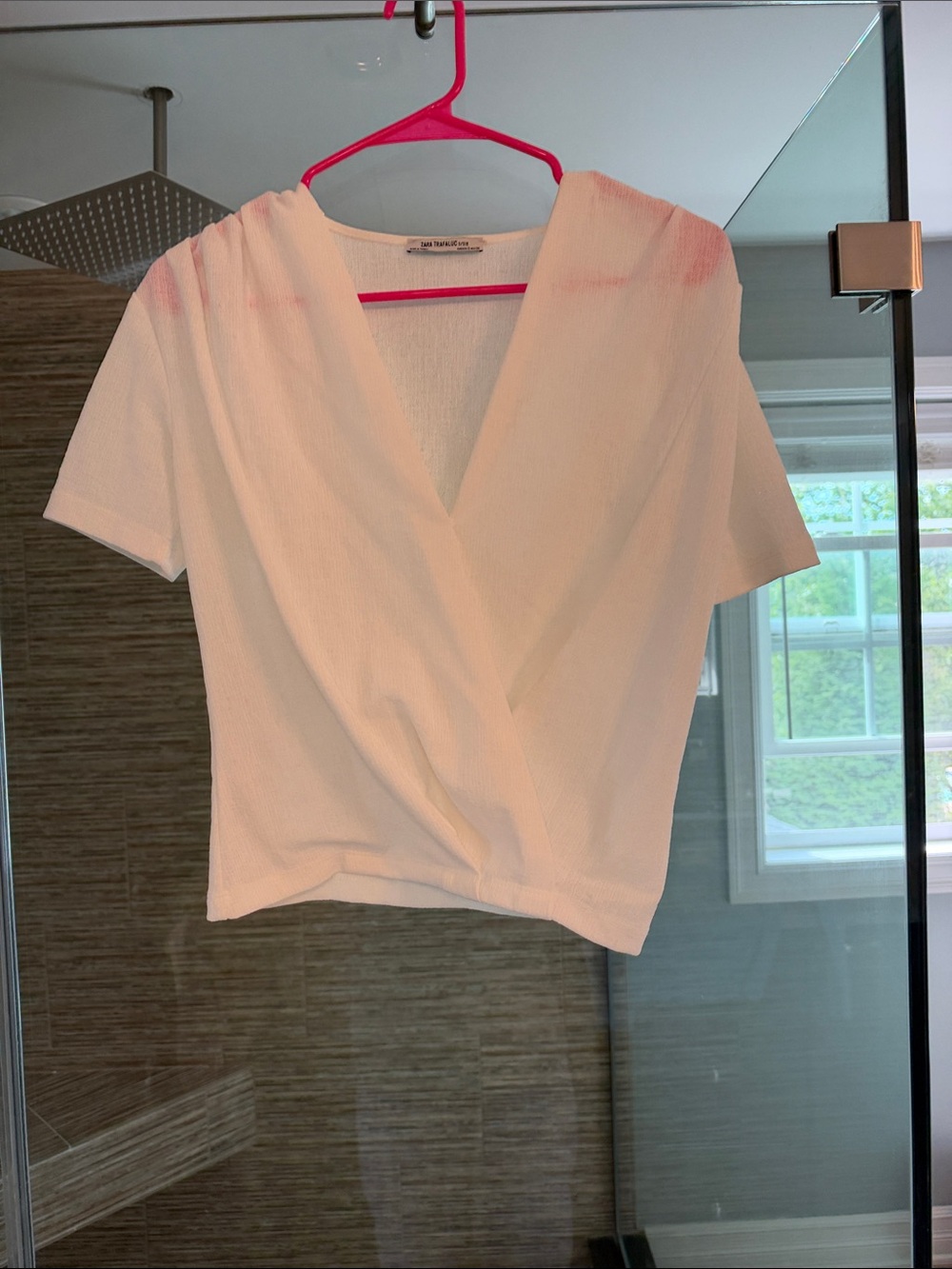 Zara White shirt  Sleeve Crop Top